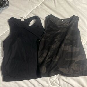 2 workout tank tops black/black camo. size small.